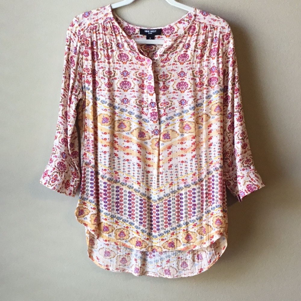 SOLD Nine West Jeans Printed Top, 3/4 sleeve, M
